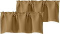Chyhomenyc Gold Valances for Window, Room Darkening Short Curtains for Kitchen Bedroom Living Room, Rod Pocket Top Small Window Treatment Valance RV Bunk Panels, 40" Wx18 L, 2 Pieces