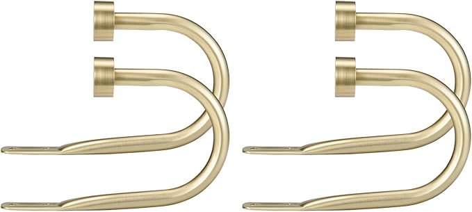 Premium Curtain Holdback, Quality Metal Decorative Curtain Holdbacks with Zinc Alloy Cap Finials,Rust-Proof, Set of 4 Window Curtain Holdbacks,Brass