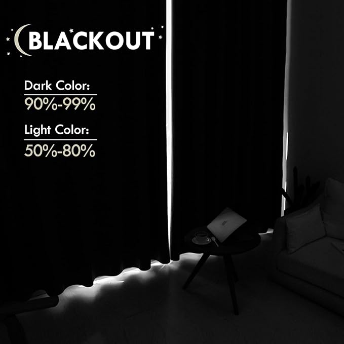 DWCN Blackout Curtains for Living Room Thermal Insulated, Energy Saving & Noise Reducing Bedroom Curtains, Brown, W 70x L 72 Inch, Set of 2 Rod Pocket Curtain Panels