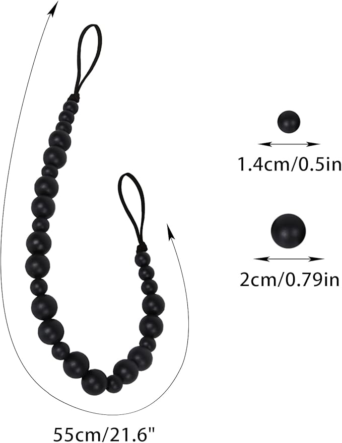 OCIOLI 2 Pieces Wood Bead Curtain Tieback Boho Curtain Tiebacks Curtain Holdbacks for Wall Curtain Ties Curtain Tie Backs with Hooks for Boho Decor Bedroom Decor Nursery Decor (Black Color, 2)