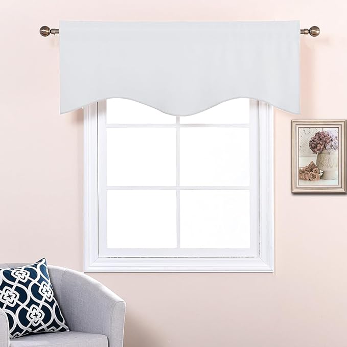 NICETOWN Window Valances Curtains - Half Window, 52 x 18 inches, Rod Pocket, Durable, Tiny Bathroom/Bay Kitchen/Bedroom (Light Grey, Set of 2)