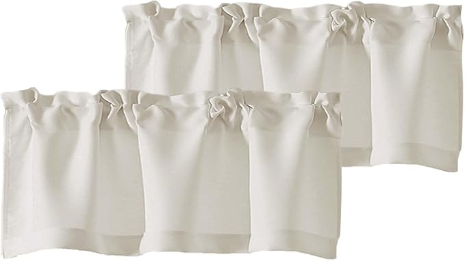 Chyhomenyc Natural Valances for Window, Light Filtering Short Curtains for Kitchen Bedroom Living Room, Rod Pocket Top Small Window Treatment Valance RV Bunk Panels, 40" Wx18 L, 2 Pieces