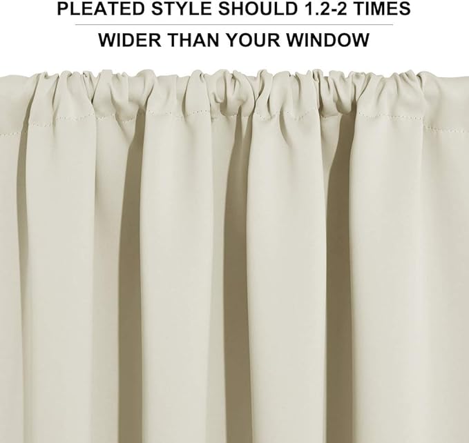 RYB HOME Basement Bathroom Kitchen Cafe Privacy Curtains, Short Insulating Light UV Heat Blocking Privacy Curtain Tiers for Laundry Room, Width 34 by Length 30, Beige, 2 Panels