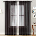 SpaceDresser Basic Rod Pocket Sheer Voile Window Curtain Panels White 1 Pair 2 Panels 60 Width 63 Inch Long for Kitchen Bedroom Children Living Room Yard(Black,60 W x 63 L)