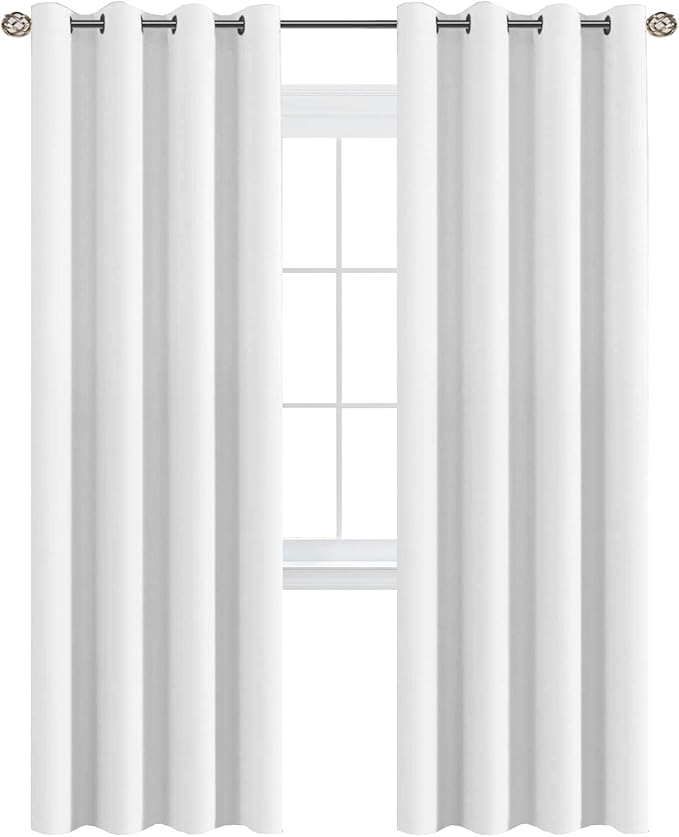 H.VERSAILTEX White Curtains for Bedroom Pure White Curtain 96 inches Long for Christmas Thermal Insulated Window Treatment Panel/Drape for Living Room, White, One Panel, Grommet Top, 52" W x 96" L