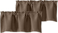 Chyhomenyc Brown Valances for Window, Room Darkening Short Curtains for Kitchen Bedroom Living Room, Rod Pocket Top Small Window Treatment Valance RV Bunk Panels, 40Wx18L, 2 Pieces