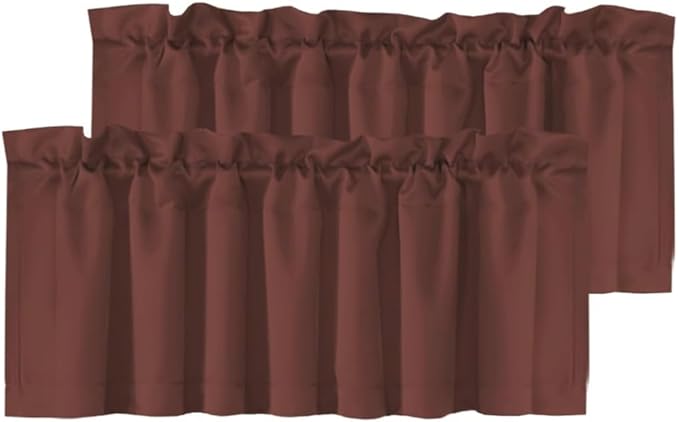 H.VERSAILTEX 2 Panels Blackout Valances for Small Windows Thermal Insulated Short Curtains Privacy Decorative Rod Pocket Shade for Kitchen/Living Room/Cafe/Bathroom/Laundry,52" W x 18" L,Rust