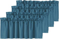 H.VERSAILTEX Blackout Valances for Windows,Kitchen Valance Curtains for Living Room/Bedroom/Bathroom Privacy Decorative Rod Pocket, 4 Panels 52" W x 18,Dark Teal