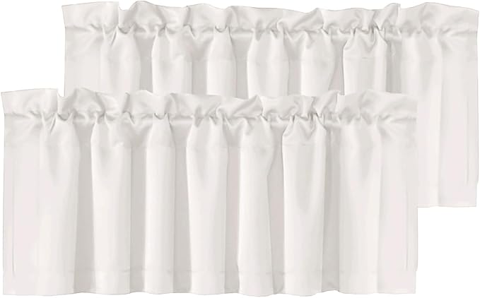 H.VERSAILTEX Blackout Kitchen Curtain Valances,Short Window Valance Curtains for Living Room/Bedroom/Bathroom Privacy Decorative Rod Pocket，2 Panels，52" W x 18" L, Solid in Ivory