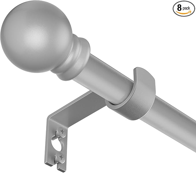 SMODBRODRE Curtain Rods for Window 32 to 120, Silver 5/8 inch Splicing Single Window Curtain Rod Set with Brackets