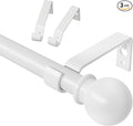 White Curtain Rods for Windows 28 to 60 inch, Adjustable Curtain Rod Set with Brackets Easy Install, Decorative Slender 5/8 Diameter Drapery Rod, Heavy Duty Drape Pole for Living Room, Bedroom