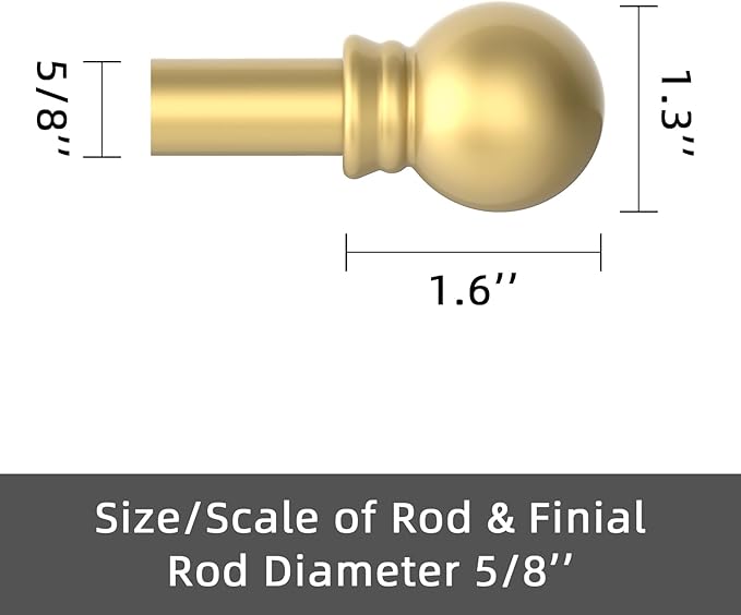 GXOACKJ 2 Pack Gold Curtain Rods for windows 32 to 48 inch, 5/8 inch Splicing Heavy Duty Metal Curtain Rod Set with Brackets