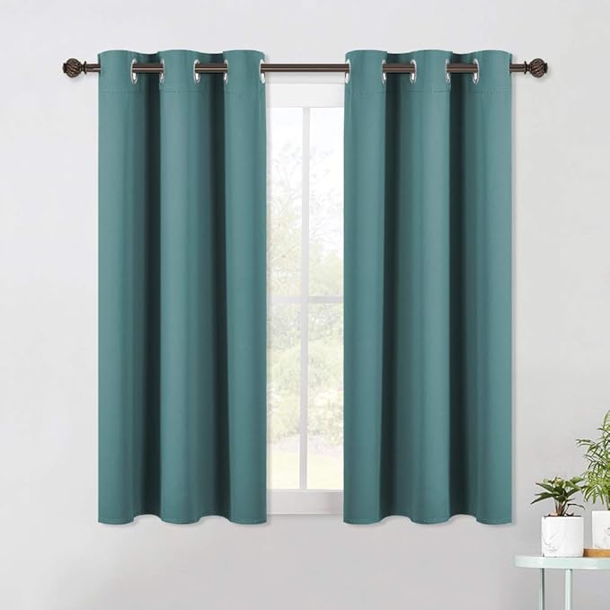 NICETOWN Blackout Window Curtains 60 inch Length 2 Panels, 34 x 60 Inch, Sea Teal, Grommet Top Room Darkening Thermal Insulated Solid Vertical Drapes for Bedroom/Kid Room