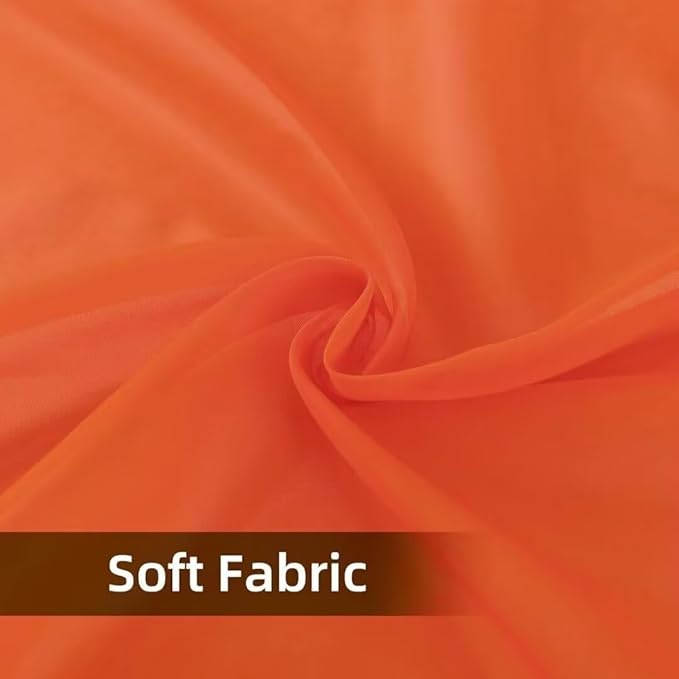 youleyar Solid Sheer Rod Pocket Curtain Voile Draperies 4 Panels White Beige Black Grey Ivory 52 Inch Width 96 Inch Long 1 Pair for Kitchen Bedroom Children Living Room Yard(Burnt Orange,52 Wｘ96 L)