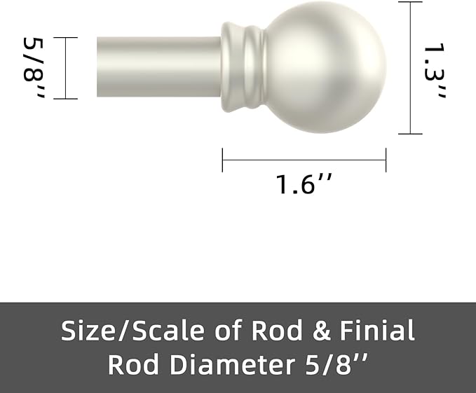 GXOACKJ Curtain Rods for windows 28-78 inch, 5/8 inch Decorative Nickel Splicing Heavy Duty Metal Curtain Rod set with Brackets