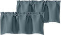 Chyhomenyc Stone Blue Valances for Window, Room Darkening Short Curtains for Kitchen Bedroom Living Room, Rod Pocket Top Small Window Treatment Valance RV Bunk Panels, 40" Wx14 L, 2 Pieces