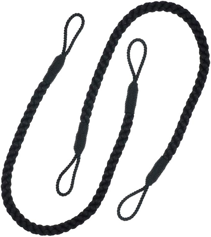 Curtain Tiebacks Ropes, 2pcs Decorative Handmade Tie Backs Curtain Holdbacks Holders Cord for Window Sheer Drapes Indoor Outdoor, Black