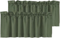 H.VERSAILTEX Blackout Kitchen Curtain Valances,Short Window Valance Curtains for Living Room/Bedroom/Bathroom Privacy Decorative Rod Pocket，2 Panels，52" W x 18" L, Bronze Green