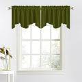 NICETOWN Window Valances for Kitchen - Small Short Decoration Solid 52 inches by 18 inches Rod Pocket Tiers Valances for Kids Bedroom/Bedroom/Living Room/Bar Window/Christmas (Olive Green, Set of 2)