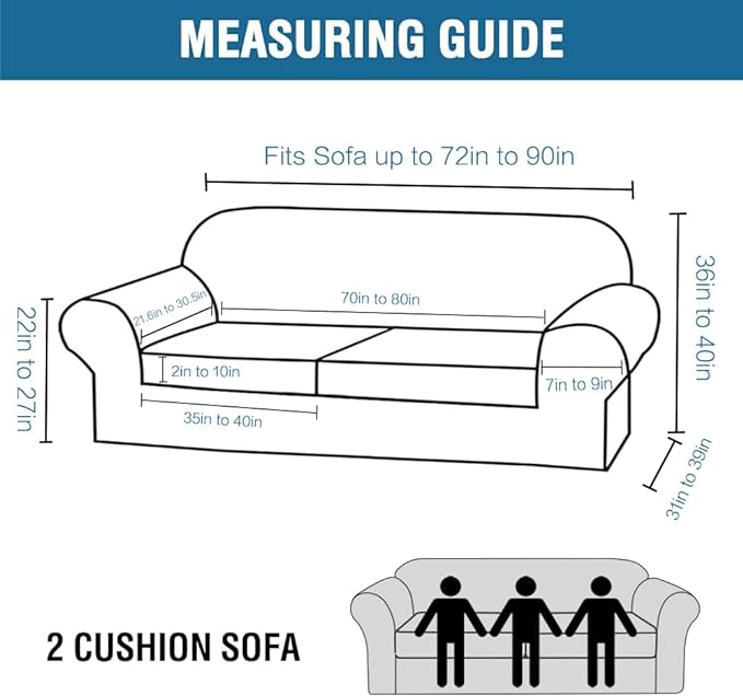 H.VERSAILTEX Real Velvet Plush 3 Piece Stretch Sofa Covers Couch Covers for 2 Cushion Couch Sofa Slipcovers Width Up to 90 Inch Feature Thick Soft Stay in Place (Large Sofa, Deep Teal)