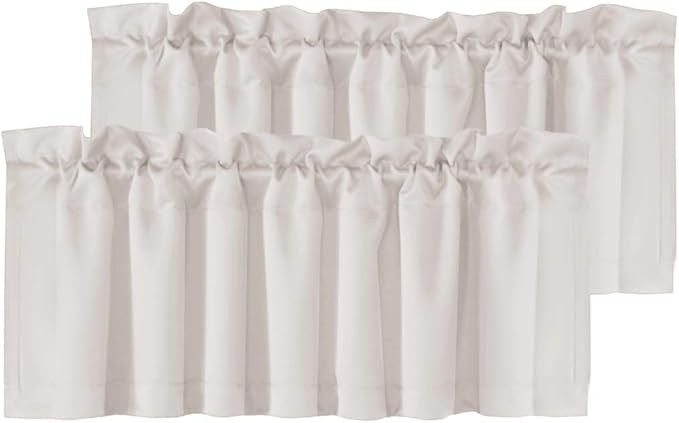 H.VERSAILTEX Blackout Valances for Windows,Kitchen Window Valance Curtains for Living Room/Bedroom/Bathroom Privacy Decorative Rod Pocket ，2 Panels，52" W x 18" L, Stone