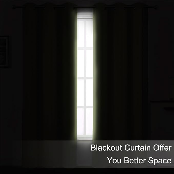 LEMOMO Sage Green Thermal Blackout Curtains/52 x 72 Inch/Set of 2 Panels Room Darkening Curtains for Bedroom