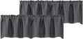 Chyhomenyc Charcoal Grey Valances for Window, Room Darkening Short Curtains for Kitchen Bedroom Living Room, Rod Pocket Top Small Window Treatment Valance RV Bunk Panels, 60" Wx18 L, 2 Pieces