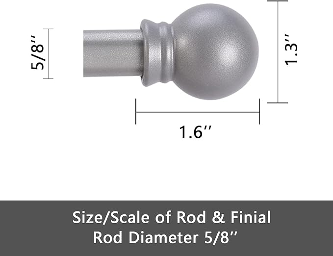 GXOACKJ 2 Pack Silver Curtain Rods for windows 32 to 62 inch, 5/8 inch Splicing Heavy Duty Metal Curtain Rod Set with Brackets