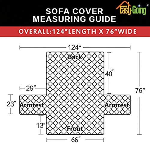 Easy-Going Reversible Couch Cover for 3 Cushion Couch Sofa Cover for Dogs Water Resistant Furniture Protector Cover with Foam Sticks Elastic Straps for Pet Cat (Sofa, Light Gray/Ivory)