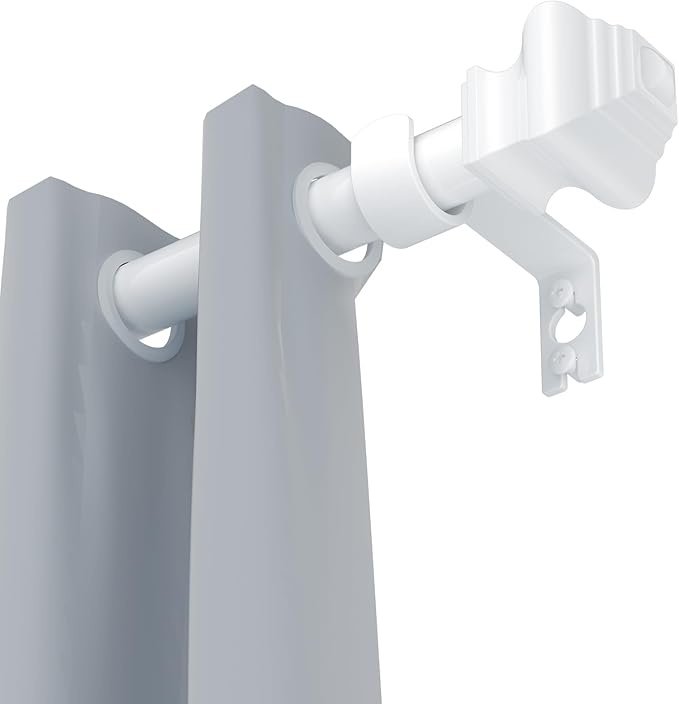 Curtain Rods for Windows 36-124 inch, 5/8 inch White Curtain Rod with Brackets Adjustable by Splicing for Bedroom Kitchen Living Room