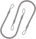 Curtain Tiebacks Ropes, 2pcs Decorative Handmade Tie Backs Curtain Holdbacks Holders Cord for Window Sheer Drapes Indoor Outdoor, Grey