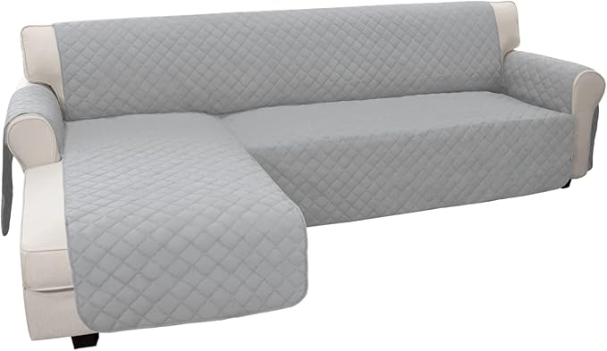 Easy-Going Sofa Slipcover L Shape Sofa Cover Sectional Couch Cover Furniture Protector Mat for Pets Dog Cat (X-Large, Light Gray/Light Gray)
