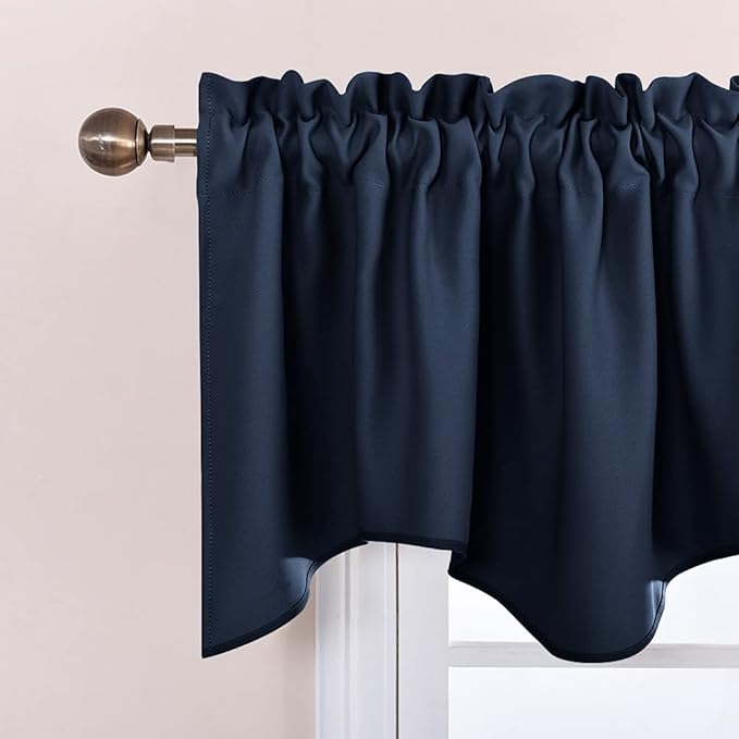 NICETOWN Valances for Living Room Windows - Solid Home Fashion 42 inches by 18 inches Short Rod Pocket Valance Curtain Panels Sets Drapes for Kitchen/Small Window, Greyish White, 2 Panels