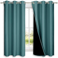 NICETOWN 100% Blackout Curtain Panels, Thermal Insulated Black Liner Curtains for Nursery Room, Noise Reducing and Cold Blocking Drapes for Windows (Set of 2, Sea Teal, 42-inch Wide x 63-inch Long)
