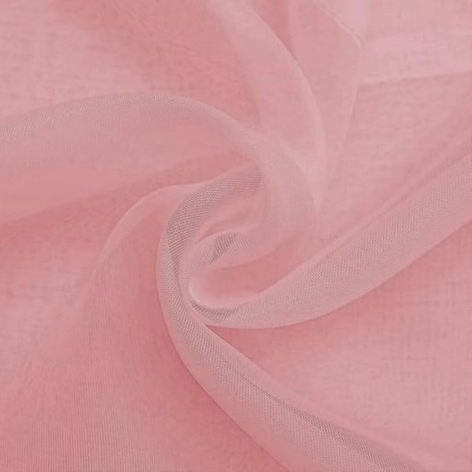 SpaceDresser Sheer Voile Window Treatment Rod Pocket Curtain Panels for Kitchen Bedroom Living Room Drapes Sunlight Filtering Privacy Semi Home Decor Assorted Colors Sizes (Blush, 52 W x 72 L)