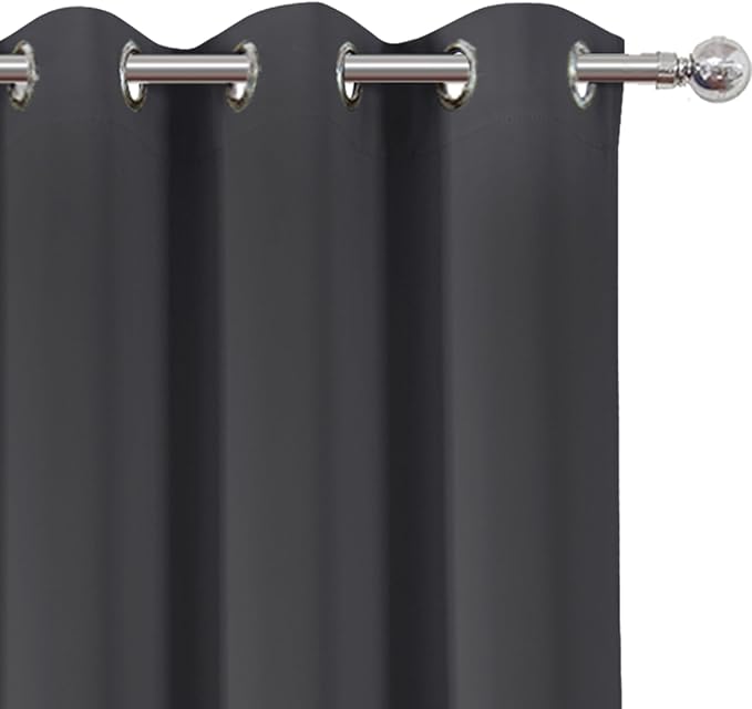 LEMOMO Dark Grey Thermal Blackout Curtains/42 x 72 Inch/Set of 2 Panels Room Darkening Curtains for Bedroom