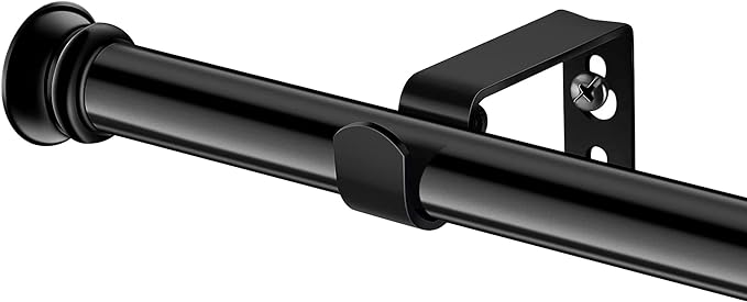Standard Decorative Window Curtain Rods 30 to 116 Inch,5/8 Inch Diameter Small Curtain Rod Set, Heavy Duty Drapery Rods with Brackets Black