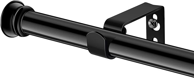 Standard Decorative Window Curtain Rods 30 to 88 Inch,5/8 Inch Diameter Small Curtain Rod Set, Heavy Duty Drapery Rods with Brackets Black
