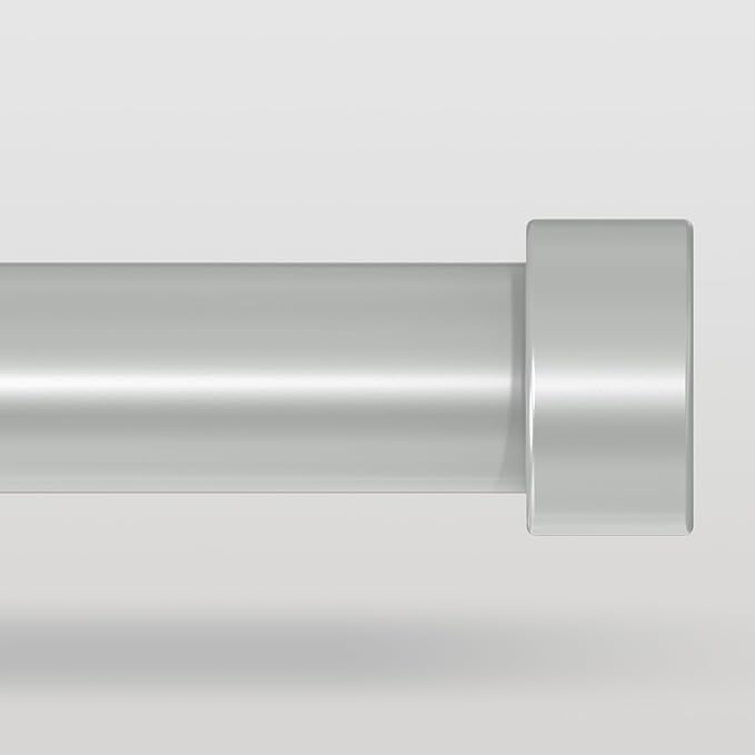 Silver Curtain Rods for Windows 36 to 240 Inch(3-20 Feet),1" Diameter Rods with Modern Style End Cap Finials,Size:36-240 Inch