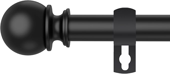 Black Curtain Rods for Windows 28 to 48 Inch, 5/8" Diameter Heavy Duty Metal Adjustable Small Curtain Rod With Bracket