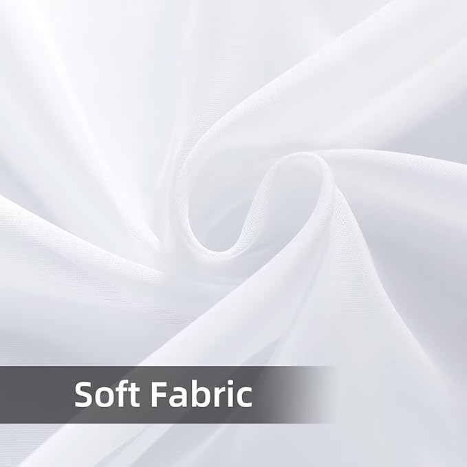 youleyar Solid Sheer Rod Pocket Curtain Voile Draperies 4 Panels White Beige Black Grey Coffee 52 Inch Width 108 Inch Long 1 Pair for Kitchen Bedroom Children Living Room Yard(White,52Wｘ108L)