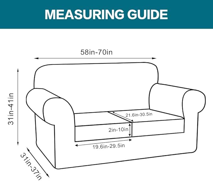 Turquoize 3 Piece Sofa Covers for 2 Cushion Couch Sofa Slipcover Soft Couch Cover for Dogs-Washable Sofa Furniture Covers with 2 Individual Cushion Covers, Thick Jacquard Fabric (Loveseat, Burgundy)