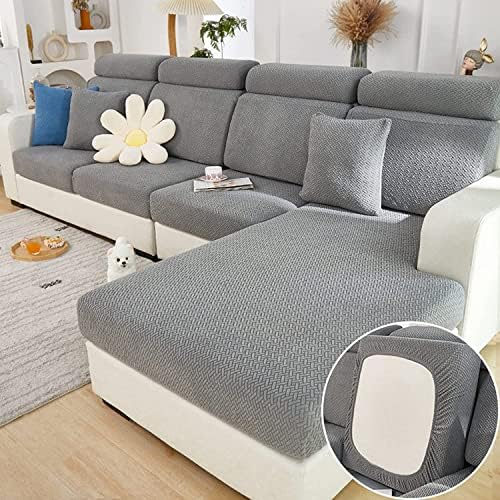 Couch Cushion Covers for Sofa Couch Covers Wear-Resistant Universal Sofa Cover Washable Stretch for Sectional Slipcovers (Texture-Gray,Large Single Seat Cover)
