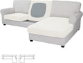 Easy-Going Stretch 3 Pieces Couch Cushion Covers for Sectional Sofa Left/Right L Shape Chaise Lounge Sofa Seat slipcover Anti-Slip Sofa Cover Soft (2 Seater + 1 Chaise, Cream)