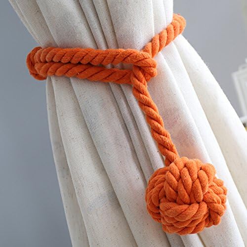 Melaluxe 2 Pack Curtain Tiebacks - Heavy Duty Curtain Rope Tieback, Handmade Rural Decorative Curtain Holdbacks (Orange)