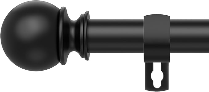 Black Curtain Rods for Windows 48 to 84 or 88 Inches Max,5/8 Inch Diameter Stainless Steel Adjustable Heavy Duty Curtain Rod with Brackets, Easy Installation for Indoor and Outdoor