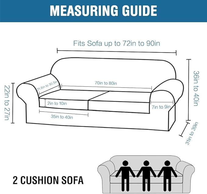 H.VERSAILTEX Real Velvet Plush 3 Piece Stretch Sofa Covers Couch Covers for 2 Cushion Couch Sofa Slipcovers Width Up to 90 Inch Feature Thick Soft Stay in Place (Large Sofa, Vintage Green)