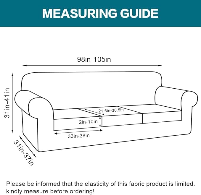 Turquoize 4 Piece Sofa Covers for 3 Cushion Couch Sofa Slipcover Soft Couch Cover for Dogs-Washable Sofa Furniture Covers with 3 Individual Large Cushion Covers (XL Sofa,Dark Cyan)