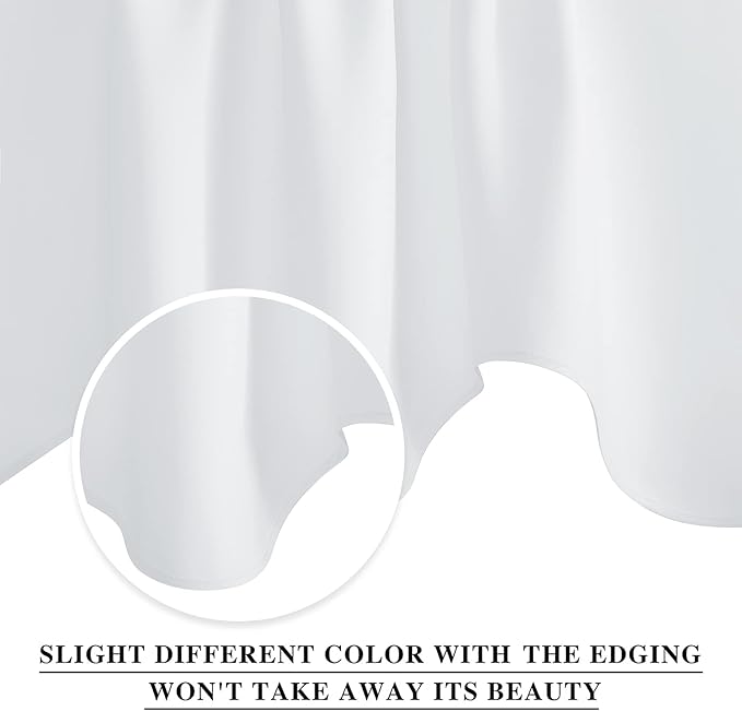 NICETOWN Window Valance for Bedroom, Energy Saving Home Fashion Rod Pocket Scalloped Valance Short Small Window Tiers for Laundry/loft/Department, W 52 x L 18, 2 Pieces, Pure White