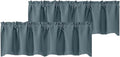 Chyhomenyc Stone Blue Valances for Window, Room Darkening Short Curtains for Kitchen Bedroom Living Room, Rod Pocket Top Small Window Treatment Valance RV Bunk Panels, 60" Wx18 L, 2 Pieces